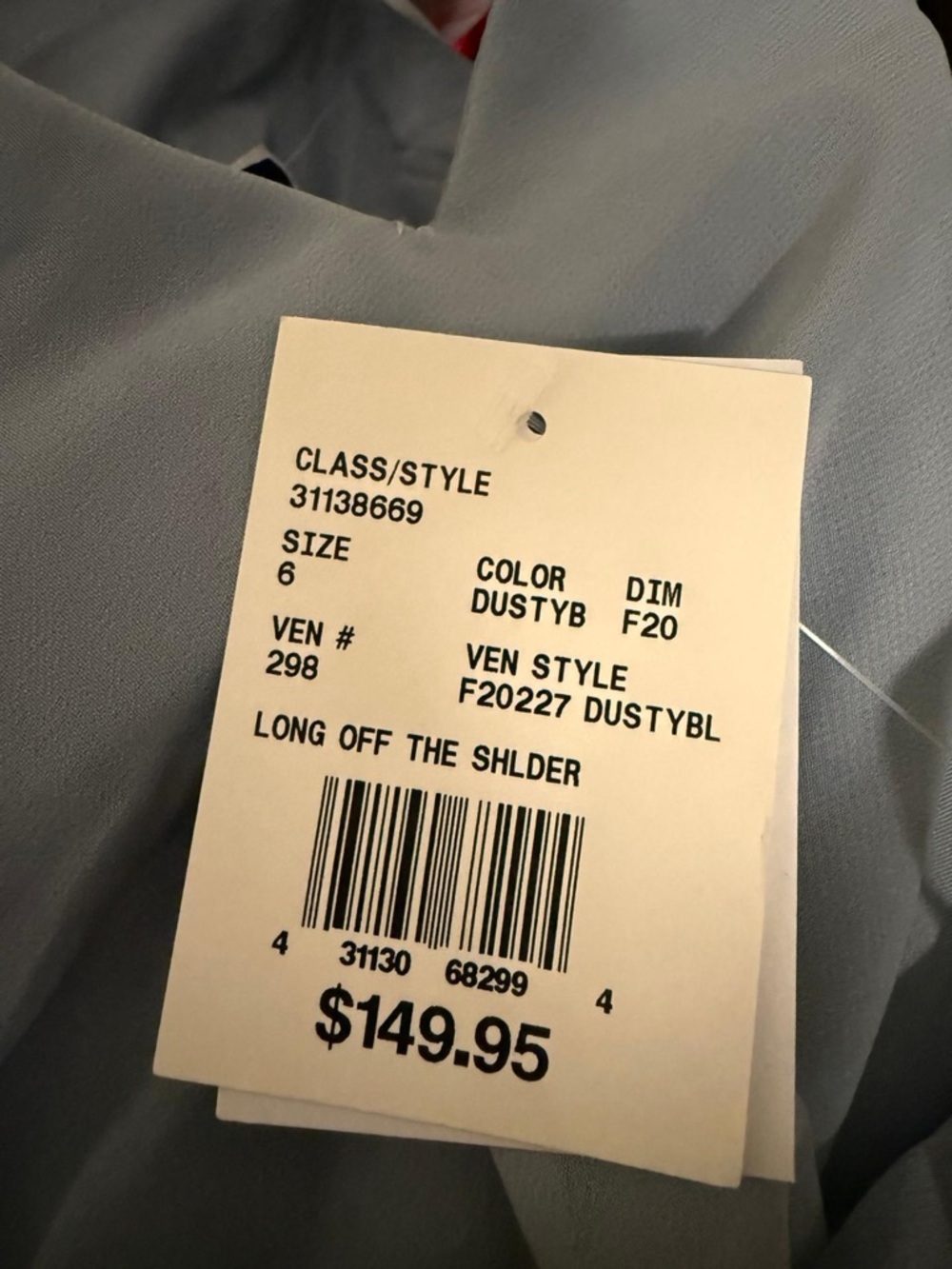 David’s Bridal Off-Shoulder Chiffon Maxi Dress Dusty Blue Size 6 - Picture 2 of 8